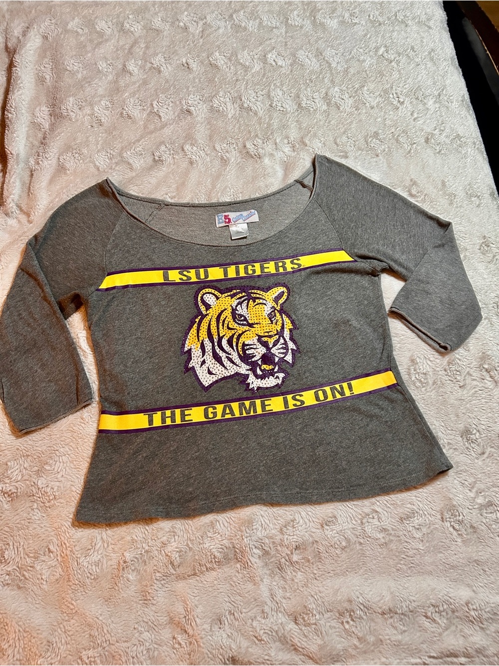 LSU Tigers Bling Sweatshirt with Yellow and Purple Details.,.Medium